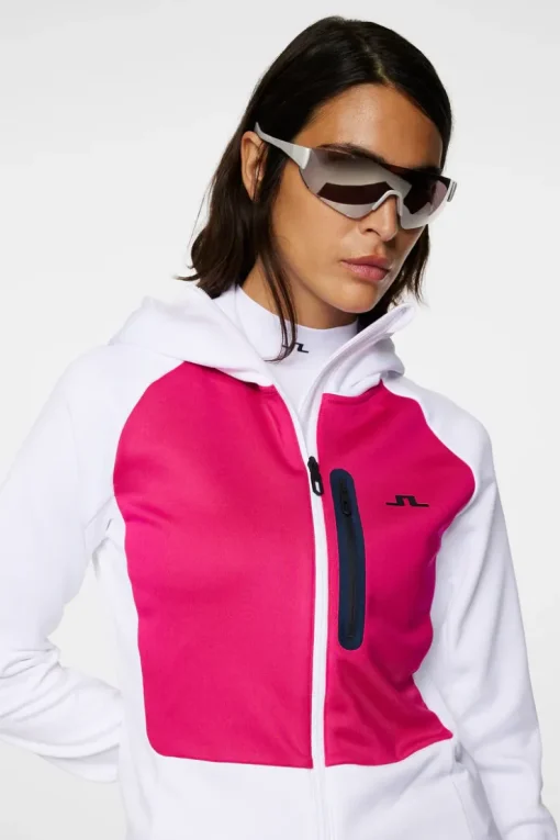 Ski|Base & Mid Layers<J.Lindeberg Elana Full Zip Hood White