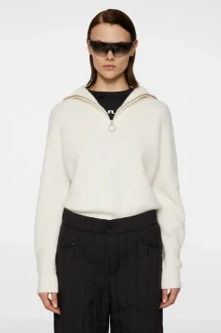 Ski|Knitwear<J.Lindeberg Finja Knitted Zip Sweater WhisperWhite