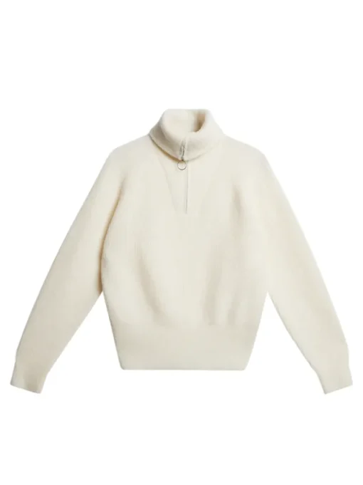 Ski|Knitwear<J.Lindeberg Finja Knitted Zip Sweater WhisperWhite