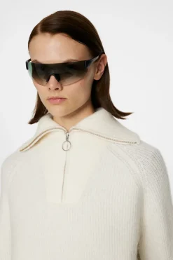 Ski|Knitwear<J.Lindeberg Finja Knitted Zip Sweater WhisperWhite