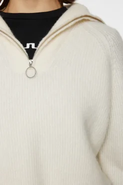 Ski|Knitwear<J.Lindeberg Finja Knitted Zip Sweater WhisperWhite