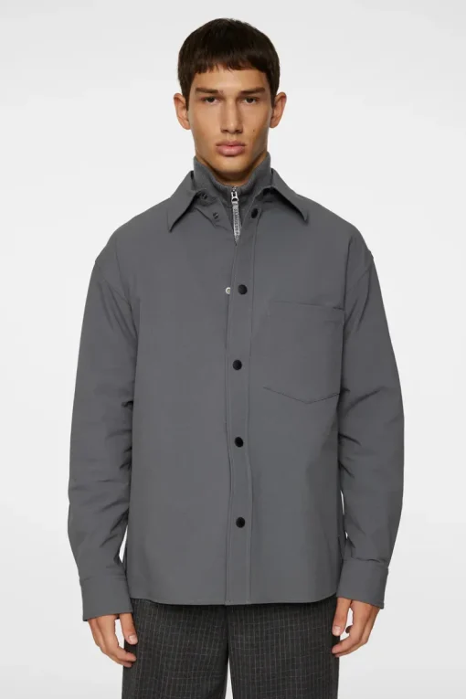 Jackets|Outerwear<J.Lindeberg Howard Tech Fleece Overshirt LavaSmoke