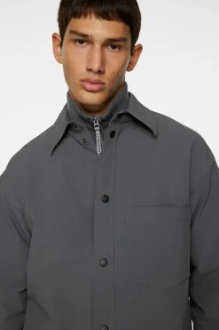 Jackets|Outerwear<J.Lindeberg Howard Tech Fleece Overshirt LavaSmoke