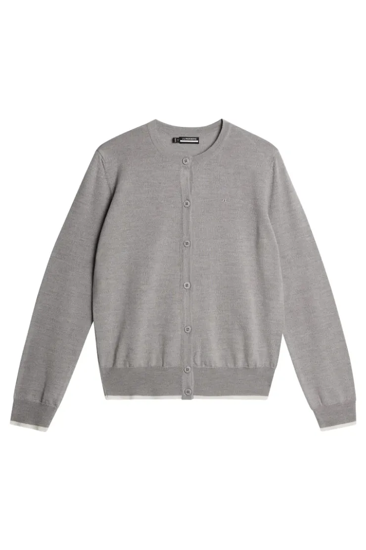 Golf|Knitwear<J.Lindeberg Joanna Knitted Cardigan LightGreyMelange