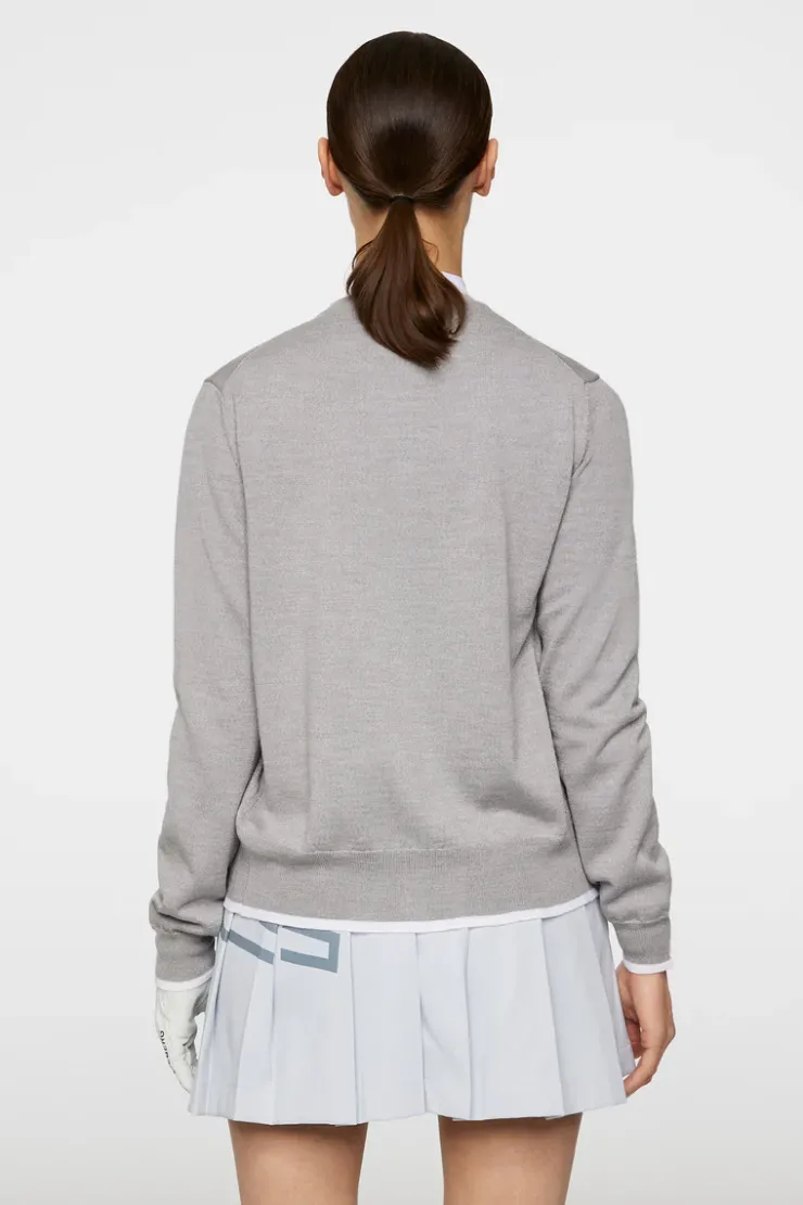 Golf|Knitwear<J.Lindeberg Joanna Knitted Cardigan LightGreyMelange
