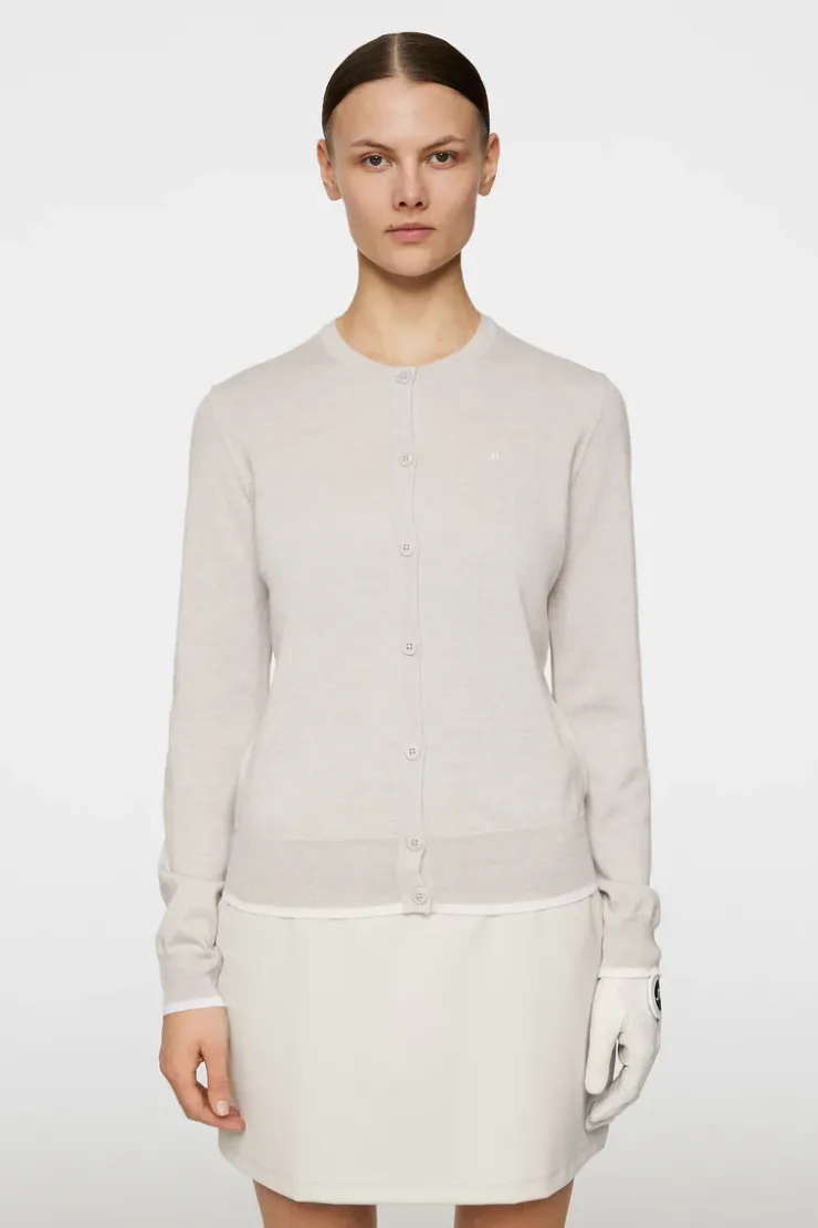 Golf|Knitwear<J.Lindeberg Joanna Knitted Cardigan Moonbeam