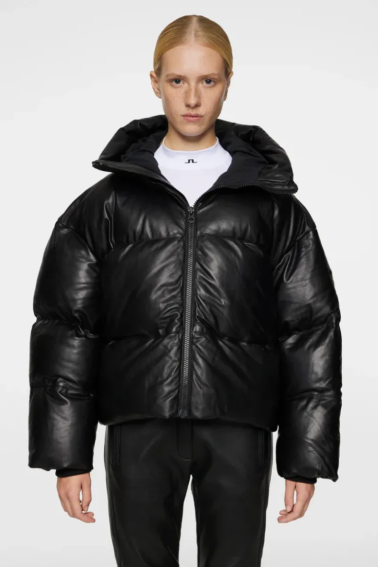 Ski|Jackets<J.Lindeberg Jolene Leather Padded Jacket Black