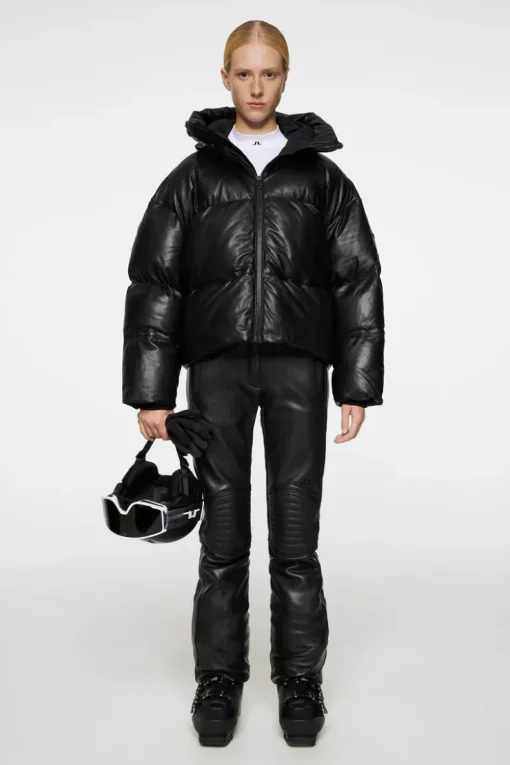 Ski|Jackets<J.Lindeberg Jolene Leather Padded Jacket Black
