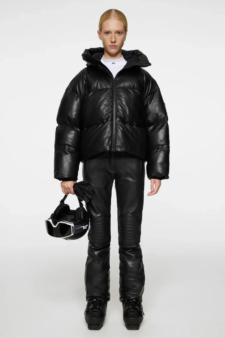 Ski|Jackets<J.Lindeberg Jolene Leather Padded Jacket Black