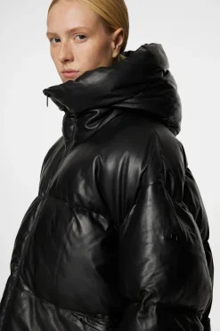 Ski|Jackets<J.Lindeberg Jolene Leather Padded Jacket Black