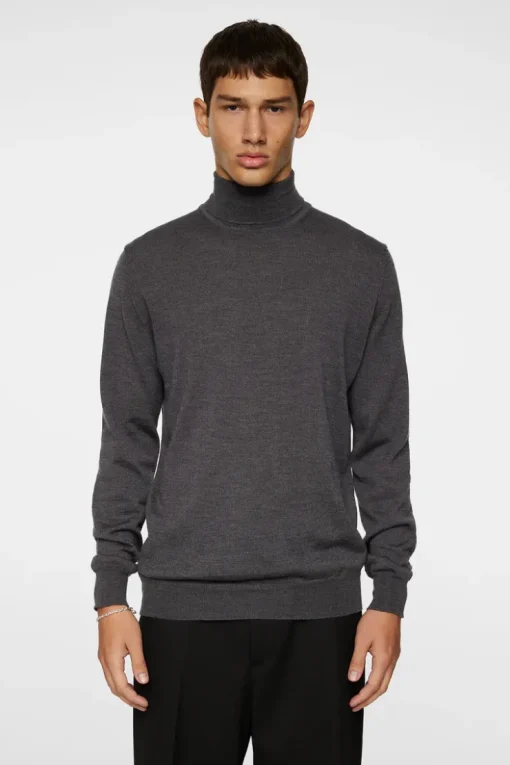 Knitwear|Tops<J.Lindeberg Kaden Merino Turtle Neck LavaSmokeMelange