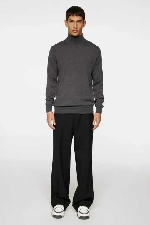 Knitwear|Tops<J.Lindeberg Kaden Merino Turtle Neck LavaSmokeMelange