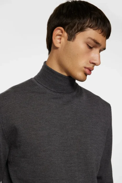 Knitwear|Tops<J.Lindeberg Kaden Merino Turtle Neck LavaSmokeMelange