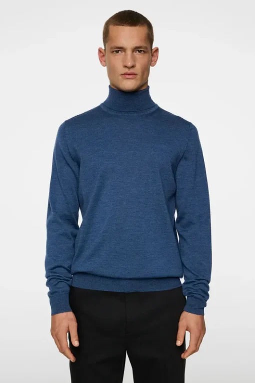 Knitwear|Tops<J.Lindeberg Kaden Merino Turtle Neck KeyLargoMelange