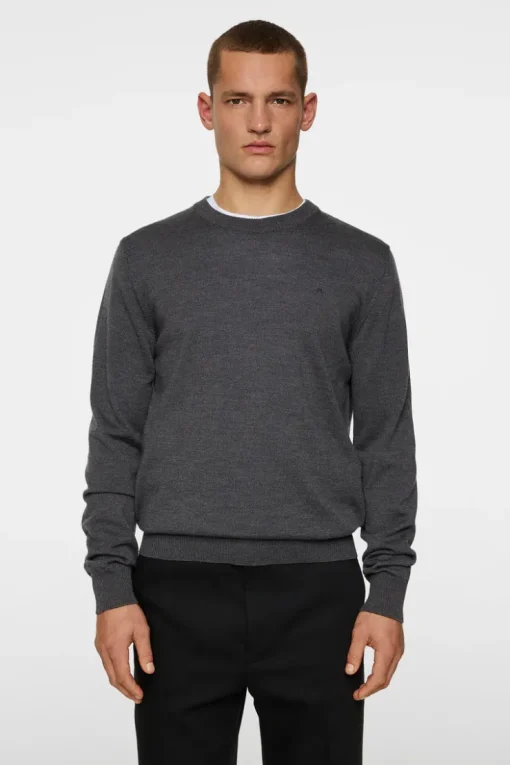 Knitwear|Tops<J.Lindeberg Keane Merino Crew Neck LavaSmokeMelange