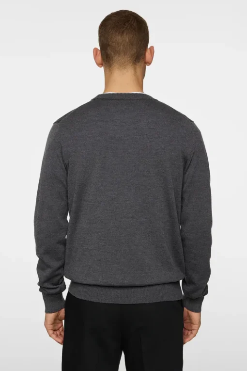 Knitwear|Tops<J.Lindeberg Keane Merino Crew Neck LavaSmokeMelange