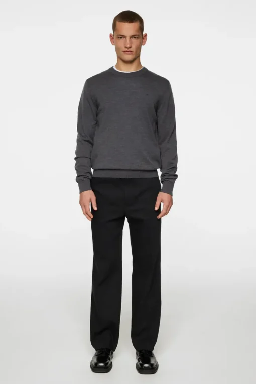 Knitwear|Tops<J.Lindeberg Keane Merino Crew Neck LavaSmokeMelange