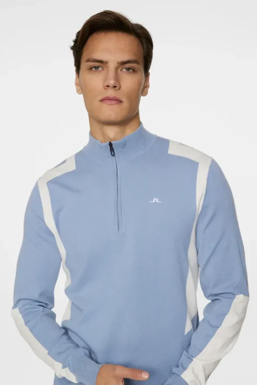 Golf|Knitwear<J.Lindeberg Kendrick Knitted Zip Sweater RainWashed