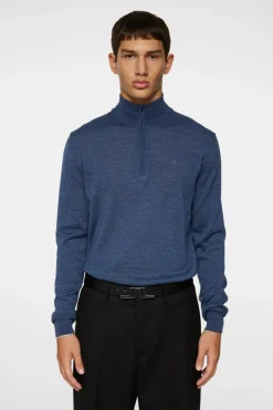 Tops|Knitwear<J.Lindeberg Kiyan Merino Quarter Zip KeyLargoMelange