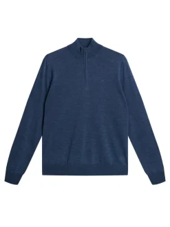 Tops|Knitwear<J.Lindeberg Kiyan Merino Quarter Zip KeyLargoMelange