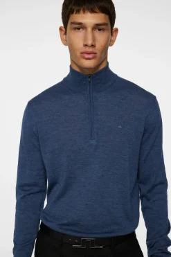 Tops|Knitwear<J.Lindeberg Kiyan Merino Quarter Zip KeyLargoMelange