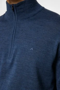 Tops|Knitwear<J.Lindeberg Kiyan Merino Quarter Zip KeyLargoMelange