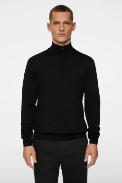 Knitwear|Tops<J.Lindeberg Kiyan Merino Quarter Zip Black