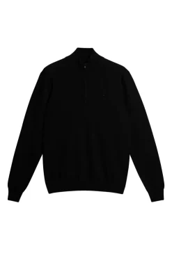 Knitwear|Tops<J.Lindeberg Kiyan Merino Quarter Zip Black