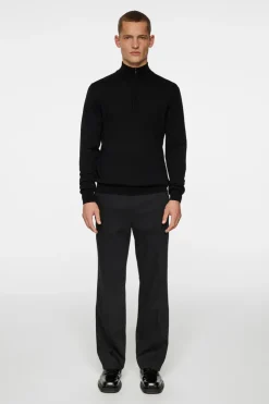 Knitwear|Tops<J.Lindeberg Kiyan Merino Quarter Zip Black