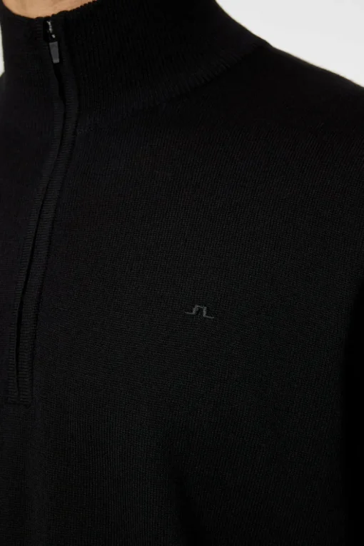 Knitwear|Tops<J.Lindeberg Kiyan Merino Quarter Zip Black