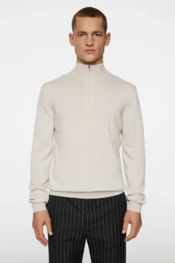 Knitwear|Tops<J.Lindeberg Kiyan Merino Quarter Zip Moonbeam