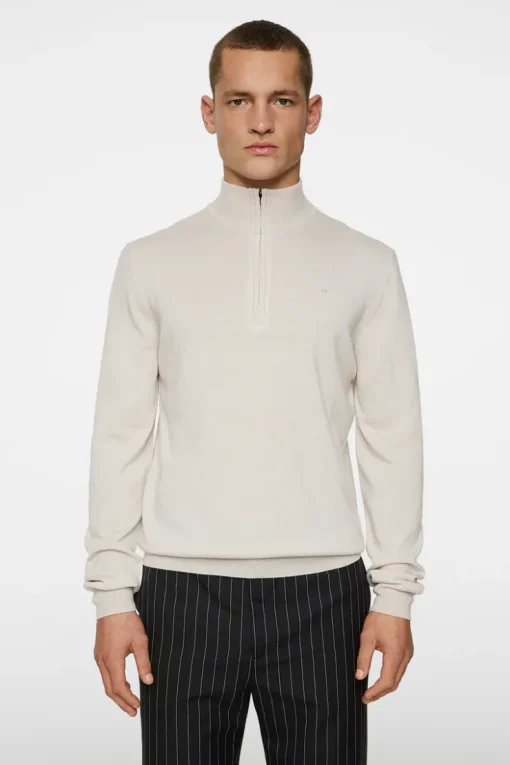 Knitwear|Tops<J.Lindeberg Kiyan Merino Quarter Zip Moonbeam