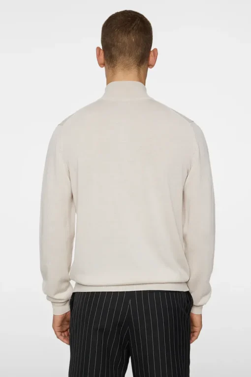 Knitwear|Tops<J.Lindeberg Kiyan Merino Quarter Zip Moonbeam