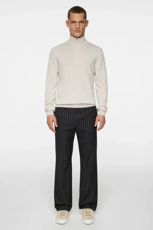 Knitwear|Tops<J.Lindeberg Kiyan Merino Quarter Zip Moonbeam