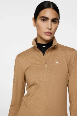 Golf|Base & Mid Layers<J.Lindeberg Lauryn Quarter Zip Mid Layer TigersEye