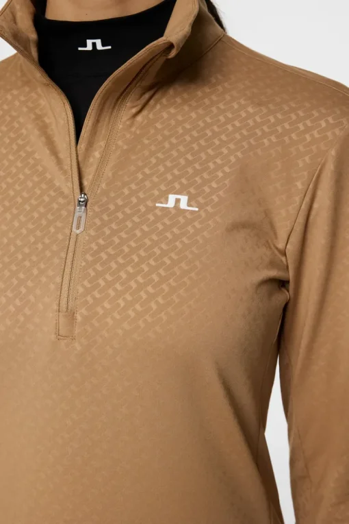 Golf|Base & Mid Layers<J.Lindeberg Lauryn Quarter Zip Mid Layer TigersEye