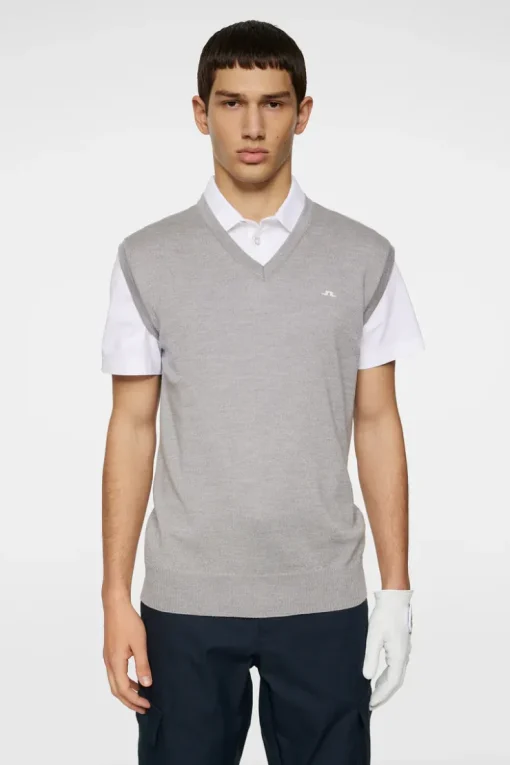 Golf|Knitwear<J.Lindeberg Liam Knitted Vest LightGreyMelange