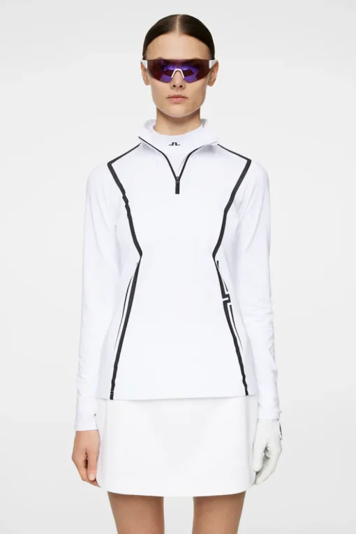 Golf|Base & Mid Layers<J.Lindeberg Lina Quarter Zip Mid Layer White