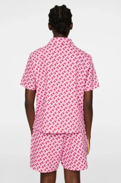 Golf|Tops<J.Lindeberg Linda Printed Shirt TourGeoPinkM