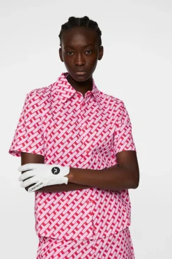 Golf|Tops<J.Lindeberg Linda Printed Shirt TourGeoPinkM