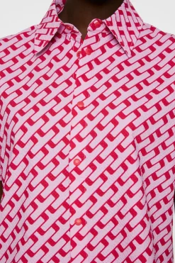 Golf|Tops<J.Lindeberg Linda Printed Shirt TourGeoPinkM
