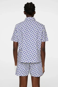 Golf|Tops<J.Lindeberg Linda Printed Shirt TourGeoMoonbeamM