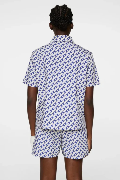 Golf|Tops<J.Lindeberg Linda Printed Shirt TourGeoMoonbeamM