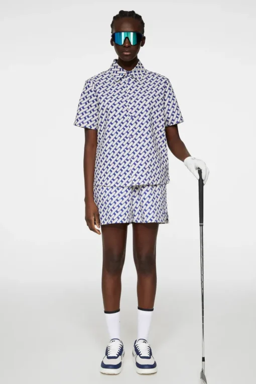 Golf|Tops<J.Lindeberg Linda Printed Shirt TourGeoMoonbeamM