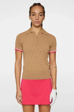 Golf|Knitwear<J.Lindeberg Lomi Knitted Polo Shirt TigersEye