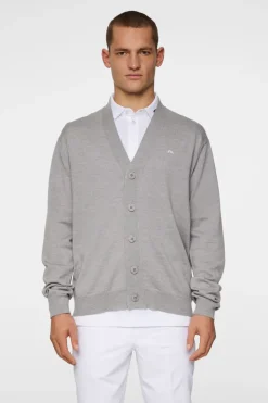 Golf|Knitwear<J.Lindeberg Lucas Knitted Cardigan LightGreyMelange