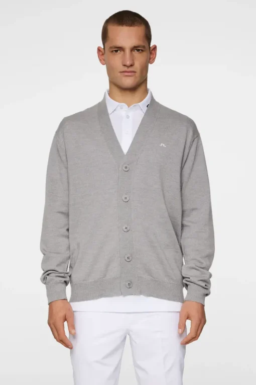 Golf|Knitwear<J.Lindeberg Lucas Knitted Cardigan LightGreyMelange