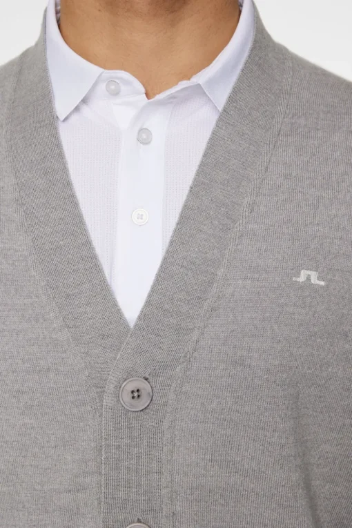Golf|Knitwear<J.Lindeberg Lucas Knitted Cardigan LightGreyMelange