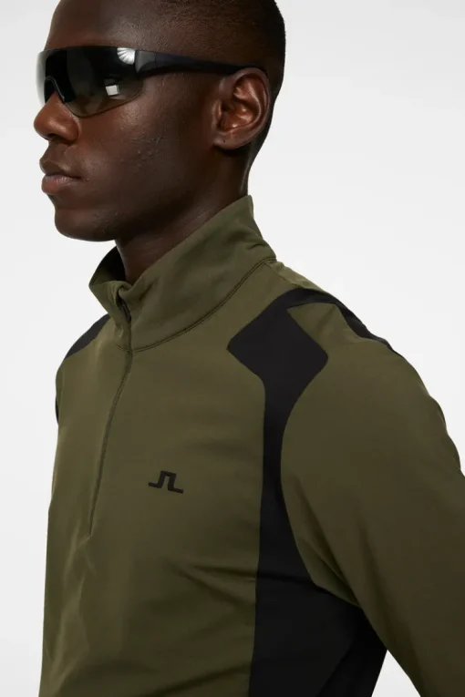 Golf|Ski<J.Lindeberg Lukas Quarter Zip Mid Layer ForestGreen