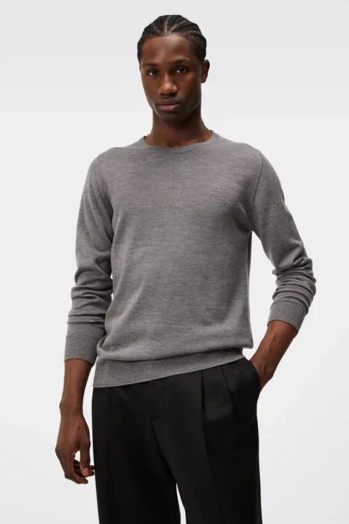 Knitwear|Tops<J.Lindeberg Lyle Merino Crew Neck Sweater GreyMelange